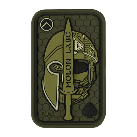M-Tac Molon Labe 3D PVC morale patch with rubber material, 3D effect and Velcro, inspired by the 300 Spartans, dimensions 108x68 mm.
