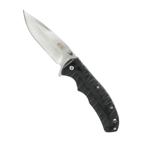 M-Tac Outdoor & Military folding knife - Type 4 with chromed stainless steel blade and G10 composite handle in aggressive design.