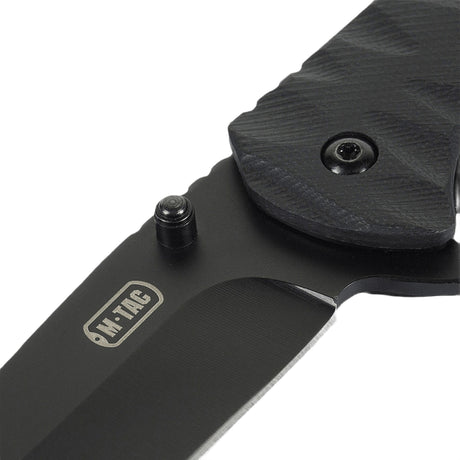 M-Tac Outdoor & Military folding knife - Type 4 with chromed stainless steel blade and G10 composite handle, black finish.
