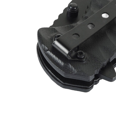 Detail of M-Tac Outdoor & Military folding knife - Type 4 with durable G10 composite handle.