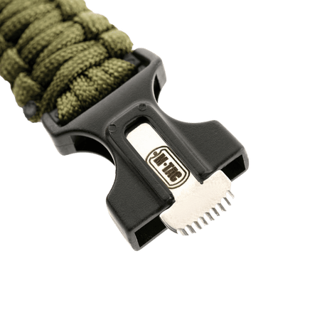 M-Tac Paracord Bracelet with Fire Starter, Compass and Whistle, sturdy buckle, ready for outdoor and survival.