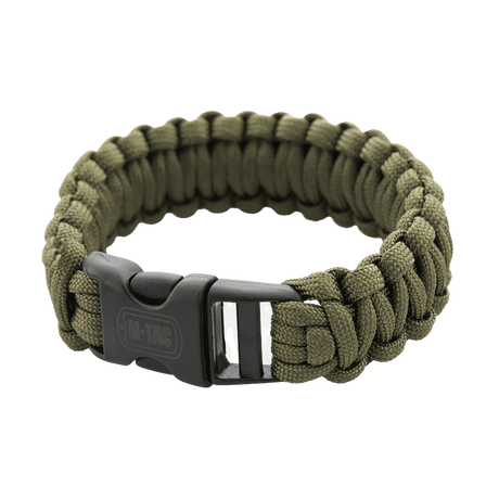 M-Tac Paracord Bracelet in military green, survival bracelet with strong lightweight paracord. Perfect for outdoor use. Holds up to 200 kg.