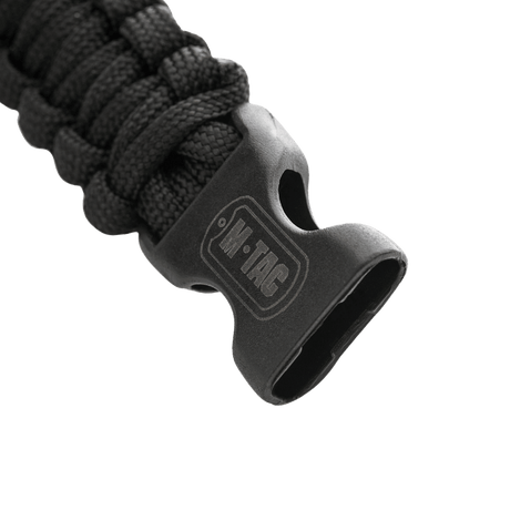 M-Tac Black Paracord Bracelet with secure closure, ideal for survival and outdoor use.