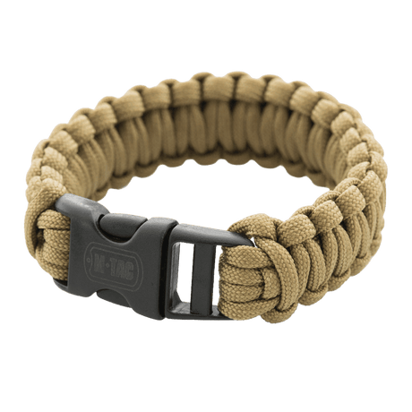 M-Tac Paracord Bracelet in beige with black buckle, ideal for outdoor and survival use, robust stylish design.