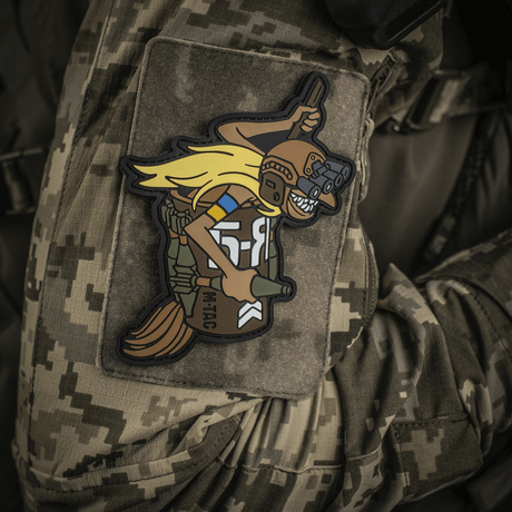 M‑Tac Patch Baba-Yaga Vertical on military clothing inspired by Ukrainian UAV operators with GPNVG-18 night-vision goggles and PG-7M grenades.