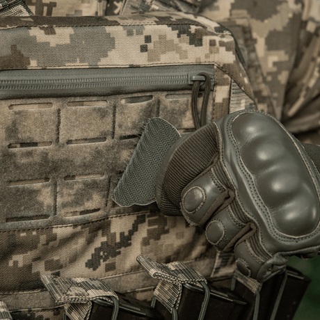 Tactical vest with M-Tac Patch Emoji #4 in PVC and Velcro, suitable for military or outdoor use.