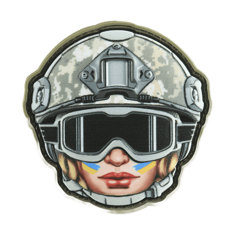 M-Tac Patch Emoji #49 PVC morale patch with helmet and 3D effect, Velcro attachment, ideal for clothing and gear, fun tactical design.
