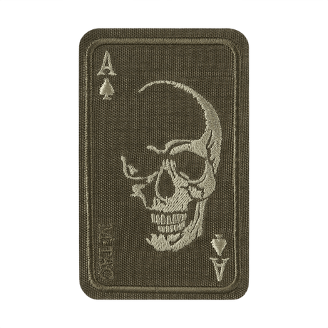 M-Tac Patch Face of War (Embroidered) with embroidered skull on an ace of spades card, made of Cordura 500D with Velcro fastening.
