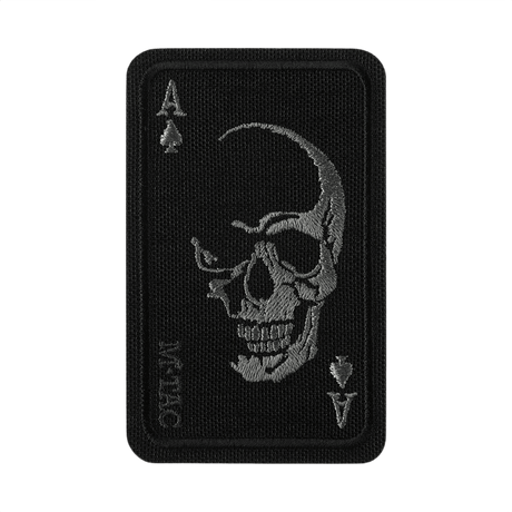 M-Tac Patch Face of War (Embroidery) with skull motif embroidered on black Ace of Spades, inspired by the Vietnam War, fastens with Velcro.