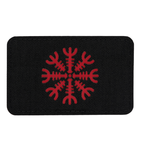 M-Tac Patch Helm of Horror Horizontal Laser Cut – ægishjálmur in Cordura 500D, black with red graphics, Velcro fastening.