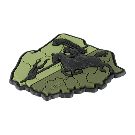 M-Tac Patch Husaria 3D PVC with winged hussar on a green background, symbolizing courage and chivalry, 70x80 mm, PVC, Velcro mounting.