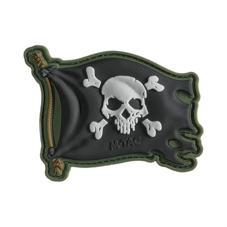 M-Tac Jolly Roger PVC patch, 3D design, symbolizes adventurous spirit and determination, Velcro backing for easy attachment, 8 x 5 cm.
