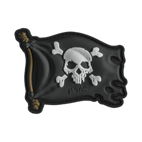 M-Tac Jolly Roger PVC patch, 3D, symbolizes adventurous spirit, Velcro for easy attachment, 8x5 cm, full-color PVC.