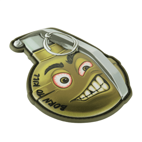 M-Tac Patch M67 Grenade 3D PVC with "Born to Kill" text and emoji design in 3D PVC material with Velcro backing for tactical gear.