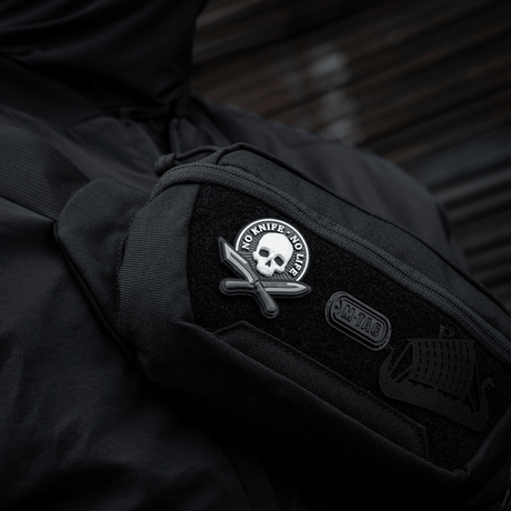 M-Tac Patch No Knife – No Life 3D PVC on a black tactical bag with Velcro, 50 x 50 mm, inspired by Blade Brothers, suitable for gear