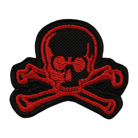 M-Tac Old Skull Velcro in black with red skull and bones, 3D effect, 45x55 mm, easy attachment, suitable for uniforms and gear.