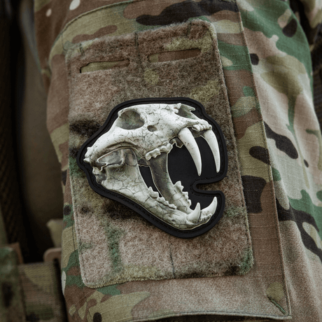 M‑Tac Patch Old Tiger on a camouflage jacket, PVC material with 3D effect, shows tiger skull. Experienced Ukrainian soldiers, courage and skill.