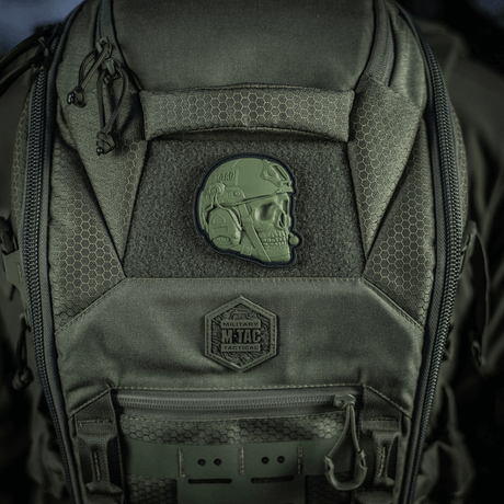 M-Tac Patch Operator 3D PVC on tactical backpack with realistic design and Velcro, suitable for clothing or gear, size 6x7 cm
