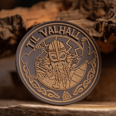 M-Tac Patch Til Valhall PVC with 3D design and Viking motif, tribute to Norwegian soldiers, 80 mm round PVC patch with Velcro.