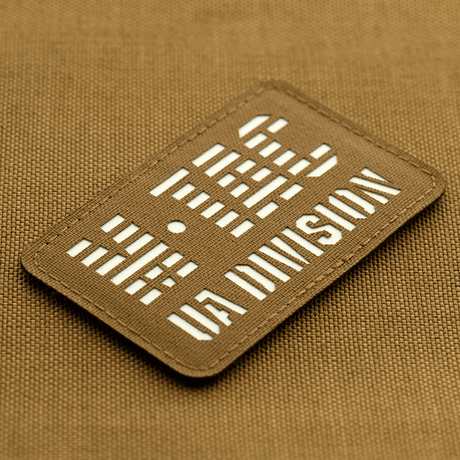 M-Tac Patch UA Division Laser Cut in Cordura 500D with Velcro, glow-in-the-dark, suitable for tactical gear, size 80x50 mm.