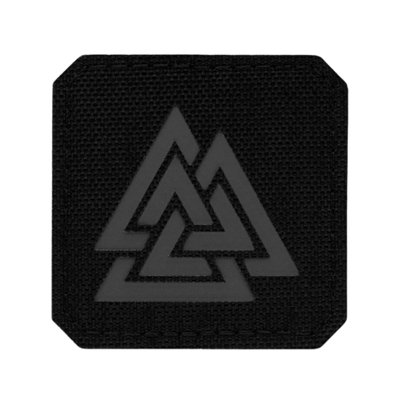 M-Tac Patch Valknut Laser Cut Odin symbol - Black patch with engraved Odin symbols in geometric pattern.