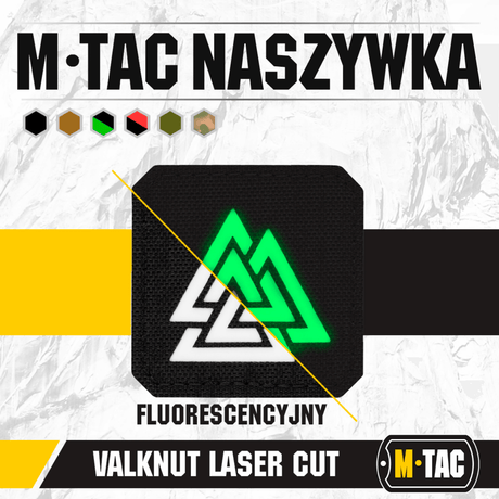 M-Tac Patch Valknut Laser Cut Odin symbol with green fluorescent design.