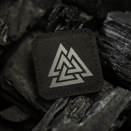 M-Tac Patch Valknut Laser Cut Odin symbol on black charcoal background.