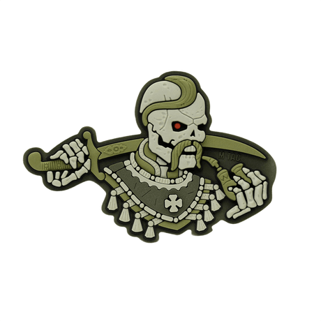 M-Tac Patch You Only Die Once 3D PVC morale patch with skeleton design, 74x50 mm, ideal for tactical gear, uniforms and collectors. Velcro attachment.