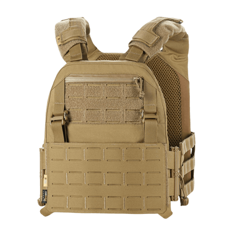 M-Tac Plate Carrier Cuirass Elite Gen.II, advanced tactical vest with Duraflex quick-release buckles, Cordura 500D material, sand-colored.