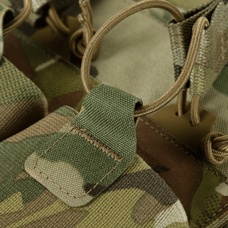 Details of M-Tac Plate Carrier Cuirass FAST XL QRS with camouflage pattern, designed for protective plates, Cordura 500D material.