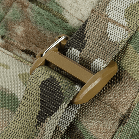Close-up of M-Tac Plate Carrier Cuirass Elite Gen.II with Duraflex quick-release buckles in Cordura 500D material for tactical use.