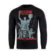 M-Tac Raglan Freedom sweatshirt med tryk af ukrainske soldater foran Moderlandet, moderne og komfortabel pasform, bomuld/elastan.