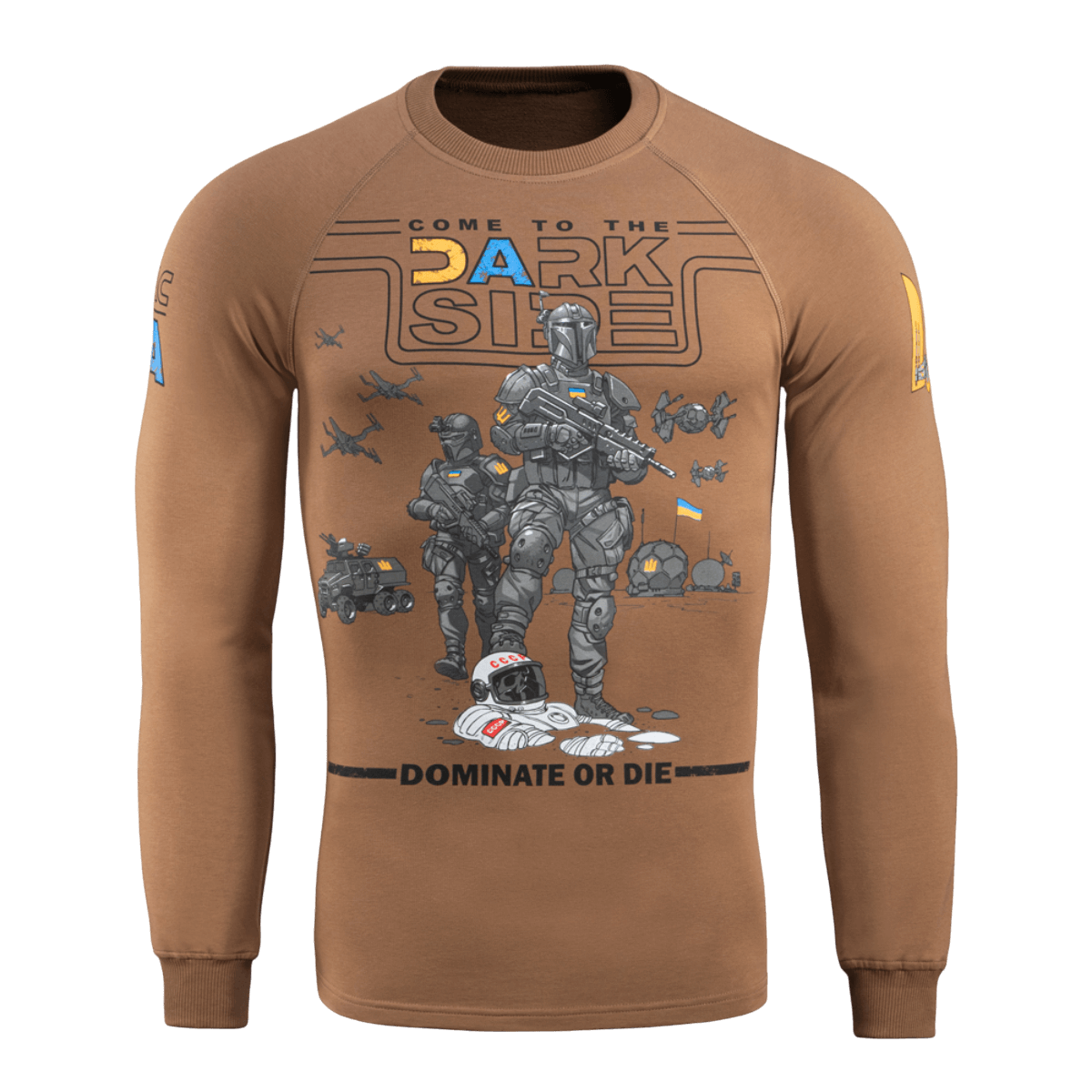 M-Tac Raglan T-Shirt UA Side med mørkt militærmotiv og teksten 'Come to the Dark Side | Dominate or Die', perfekt til daglig brug.