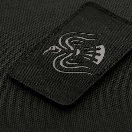 M-Tac Patch Ravneflag Laser Cut – black raven on black background, Cordura 500D with Velcro, for uniform or tactical gear.