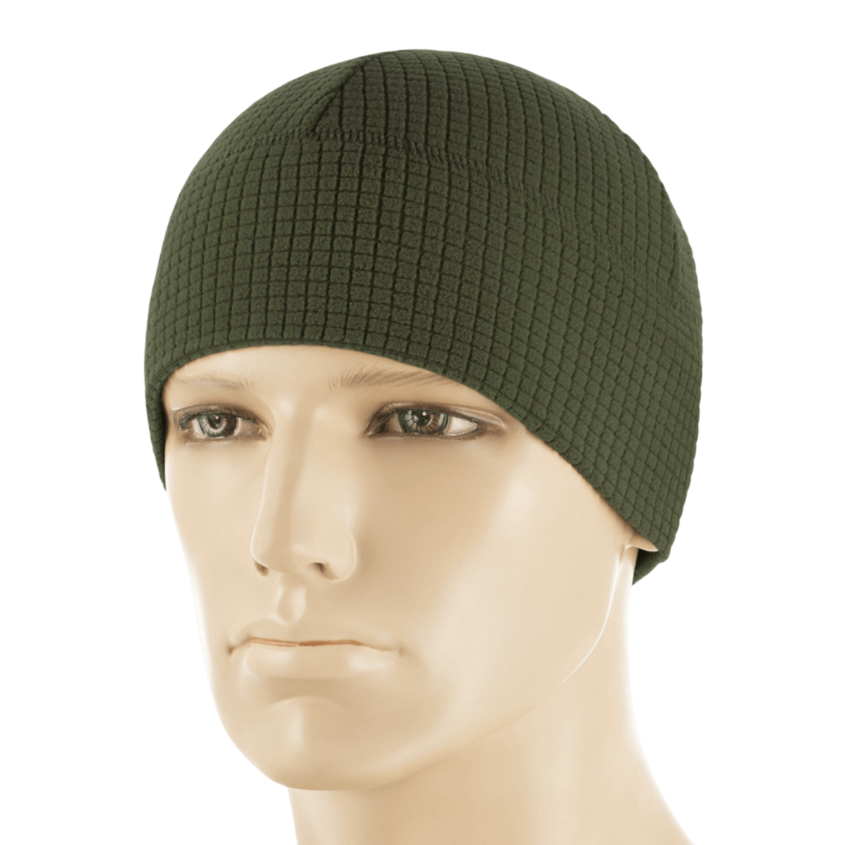 M-Tac Rip-Stop Fleece Hjelmliner i olivengrøn, bæres af mannequin, slidstærk og let, ideel til køligt og koldt vejr, behagelig og holdbar.