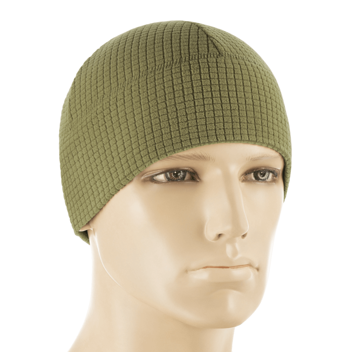 M-Tac Rip-Stop Fleece Hjelmliner i olivenfarve vist på mannequin hoved.