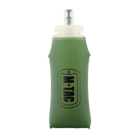 M-Tac collapsible water bottle in green, lightweight and practical for hiking, travel and cycling, 500 ml, food-grade TPU