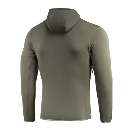 M-Tac Shadow Polartec Fleece Sweatshirt i olivengrøn med lav profil hætte, bagudsigt, fremstillet af slidstærkt Polartec® materiale.