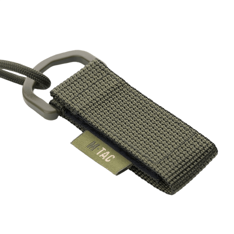 M-Tac Safety Cord with D-ring for securing gear, spiral paracord and PVC, MOLLE mounting, prevents loss or theft of items.