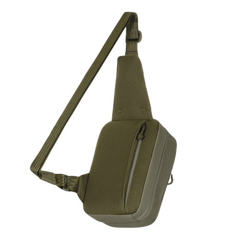 M-Tac Sling Pistol Bag Elite Hex with Velcro in green, durable Cordura material, ideal for comfortable concealed carrying of firearms.