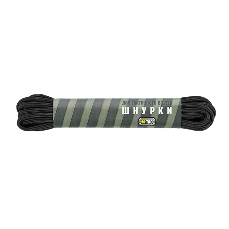 M-Tac Snørebånd Type 3 i nylon paracord, sorte sko snørebånd, 4 mm diameter, stærke og holdbare, fås i flere længder, perfekt til friluftsliv.