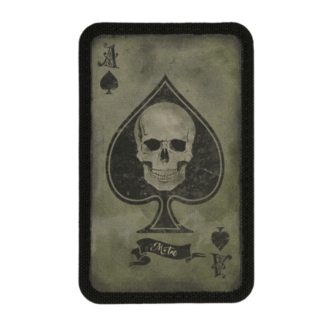 M-Tac Patch Ace of Spades morale patch with spade ace and skull, vintage look, made from Cordura 500D, measures 87x54 mm, Velcro mounting.