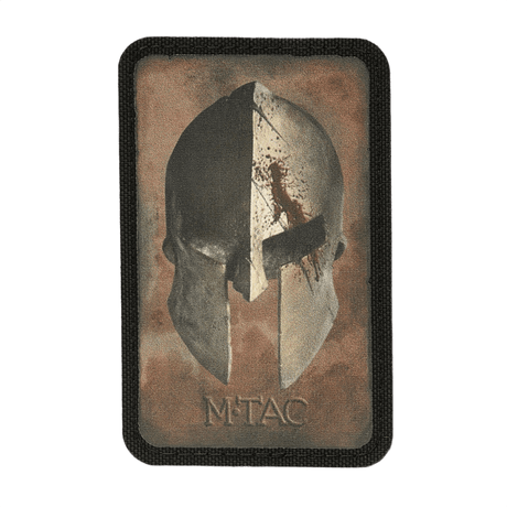 M-Tac Spartan Helmet Patch in Cordura 500D with a vintage design, tactical morale patch for clothing and bags, shows courage and strength.