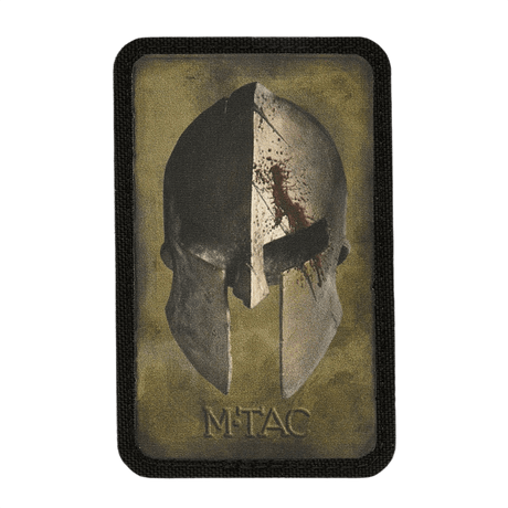 M-Tac Spartan Helmet Patch in Cordura 500D, vintage look, morale patch with Spartan helmet, Velcro attachment for clothing and gear.