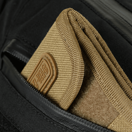 M-Tac Sphaera Hardsling Bag Large Elite with Velcro in Hex Cordura with internal compartments, close-up with Velcro panel.