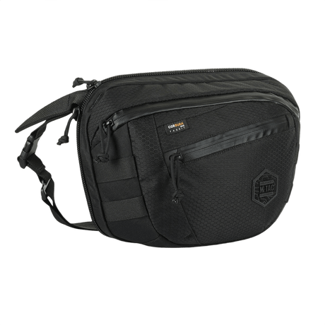 M-Tac Sphaera Hex Hardsling Bag Large Elite in black fabric with pockets and adjustable strap. Perfect for daily use and storage.