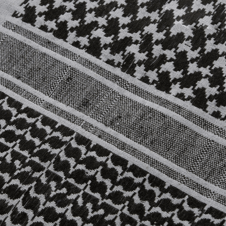 Black and gray M-Tac Dense Shemagh Scarf, 100% cotton, traditional Arabic pattern for sun and wind protection, tactical and outdoor use