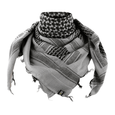 M-Tac Tight Shemagh scarf in gray and black pattern, 100% cotton (100), 110x110 cm, protects against sun, sand and wind, for tactical and outdoor use.