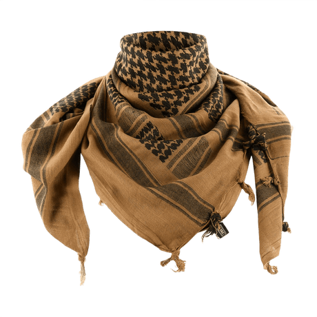 M-Tac Dense Shemagh Scarf in brown and black, classic design for protection from sand, sun and wind, perfect for tactical and outdoor use