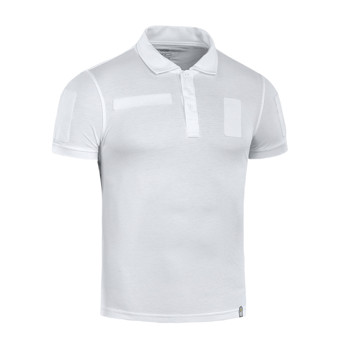 M-Tac Tactical Polo Shirt 65/35 i hvid, designet til politiuniformer, med velcro-paneler til patches og ID